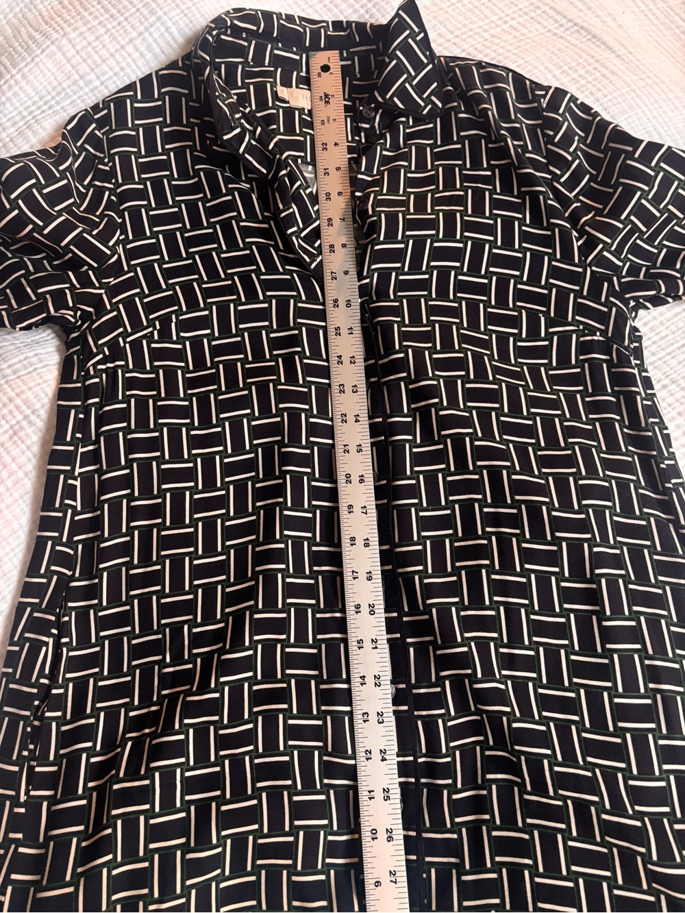 HOBBS of London Navy & White Geometric Button-Front Tunic Dress - Picture 9 of 9